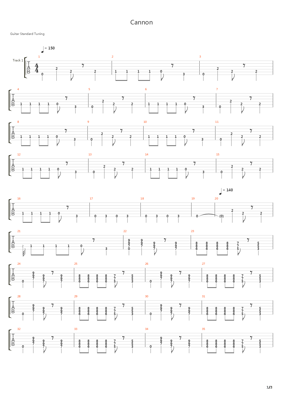 Cannon吉他谱