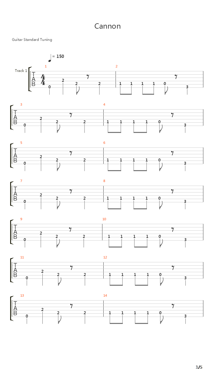 Cannon吉他谱