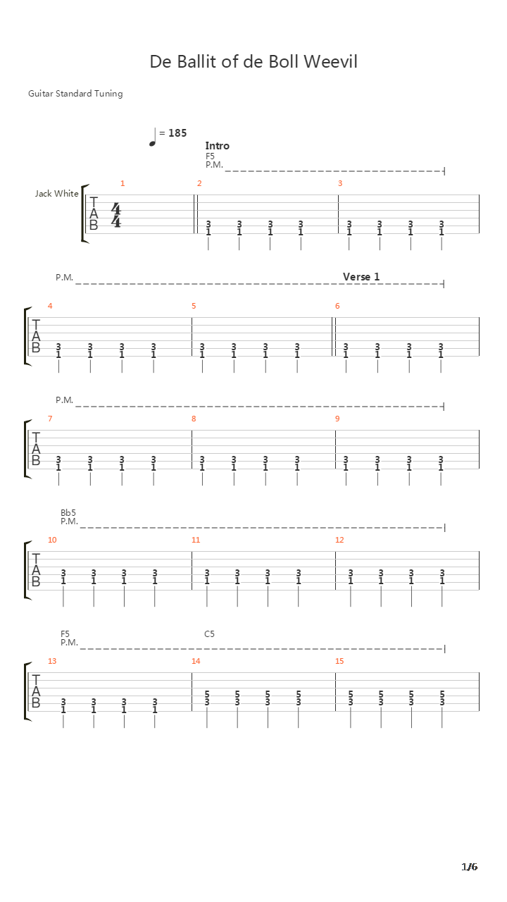 De Ballit Of De Boll Weevil吉他谱