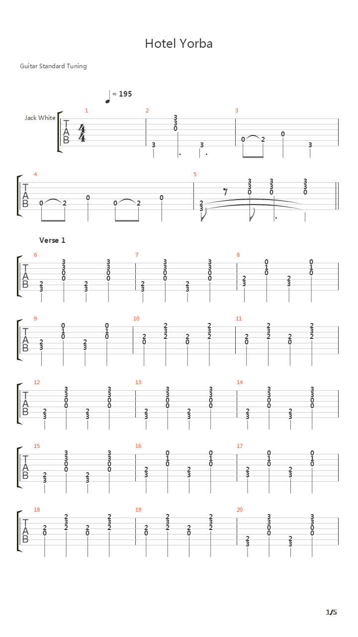 Hotel Yorba吉他谱