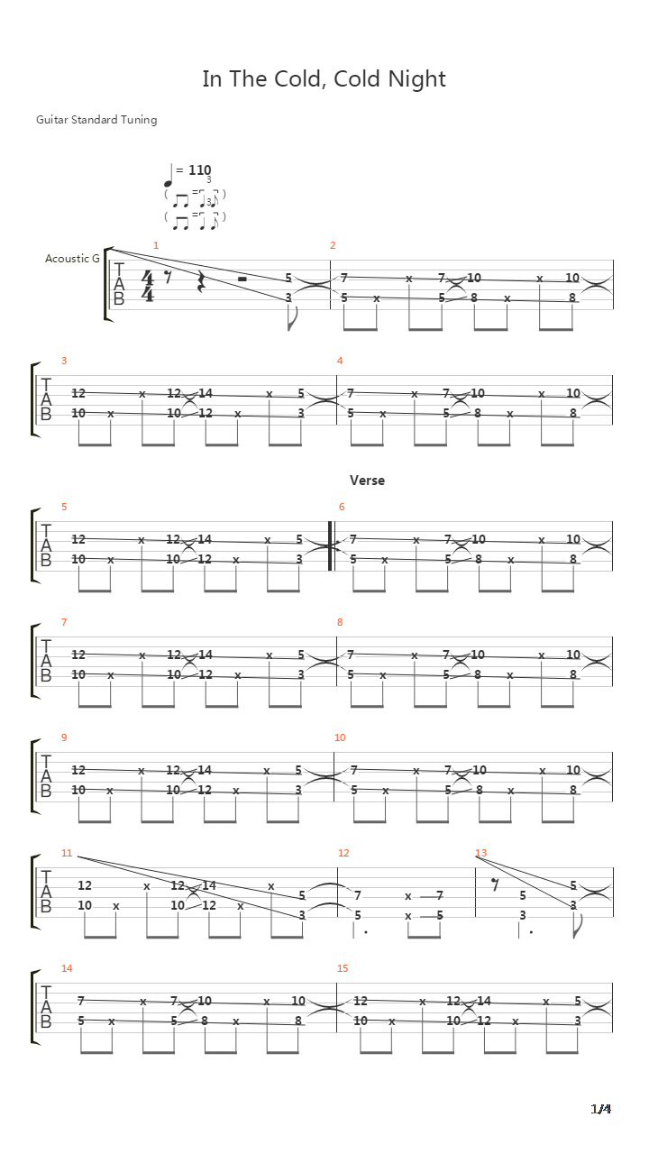 In The Cold Cold Night吉他谱