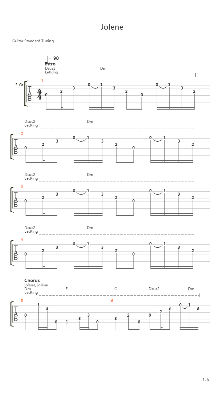 Jolene吉他谱