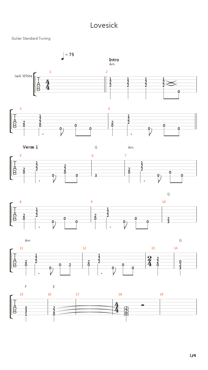 Lovesick吉他谱