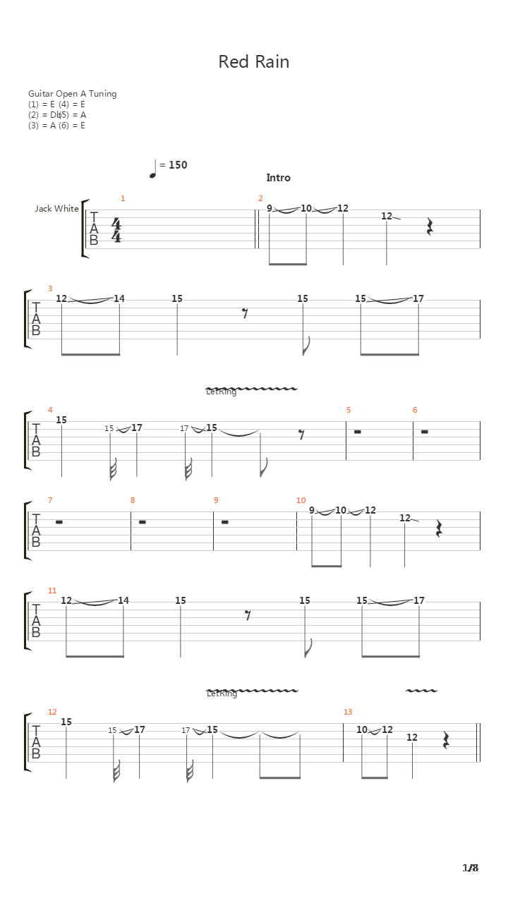 Red Rain吉他谱