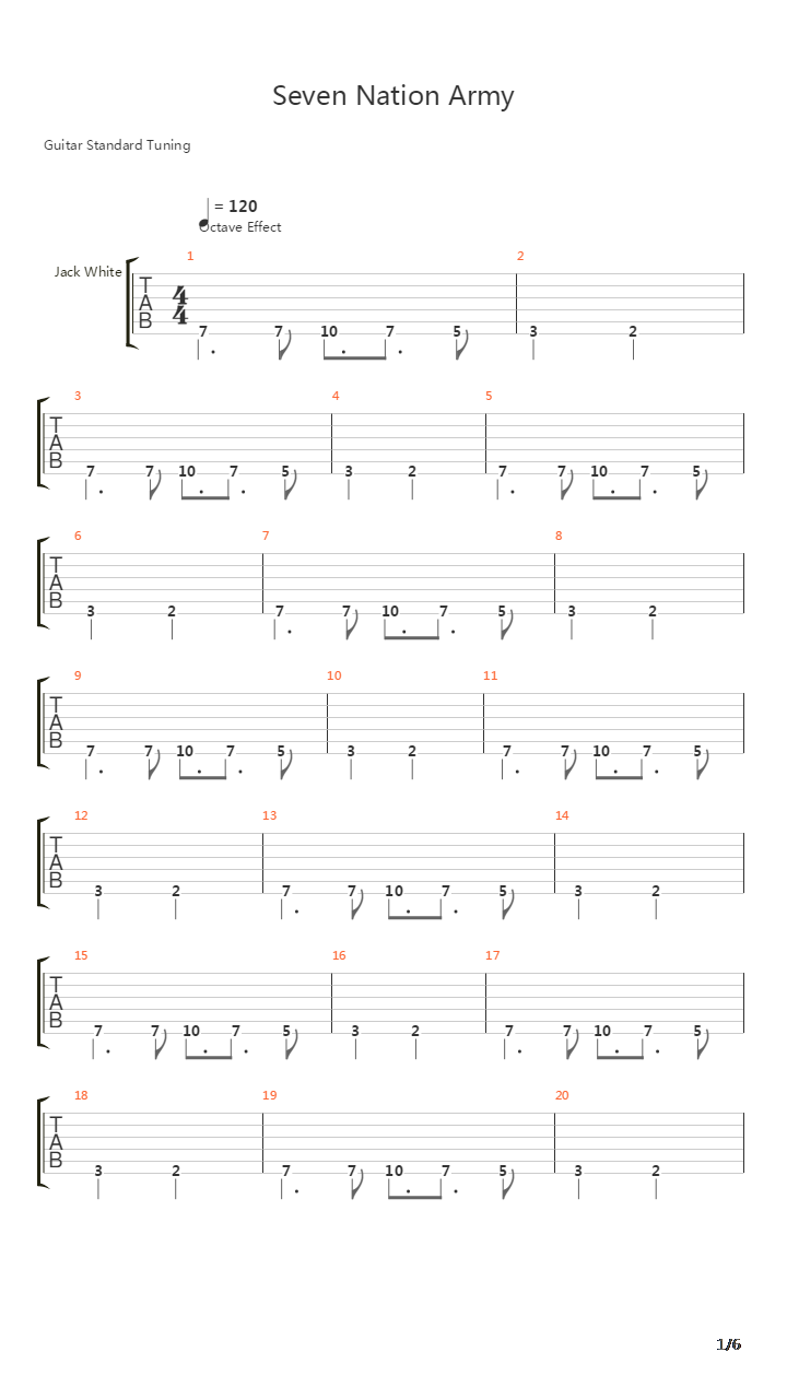 Seven Nation Army吉他谱