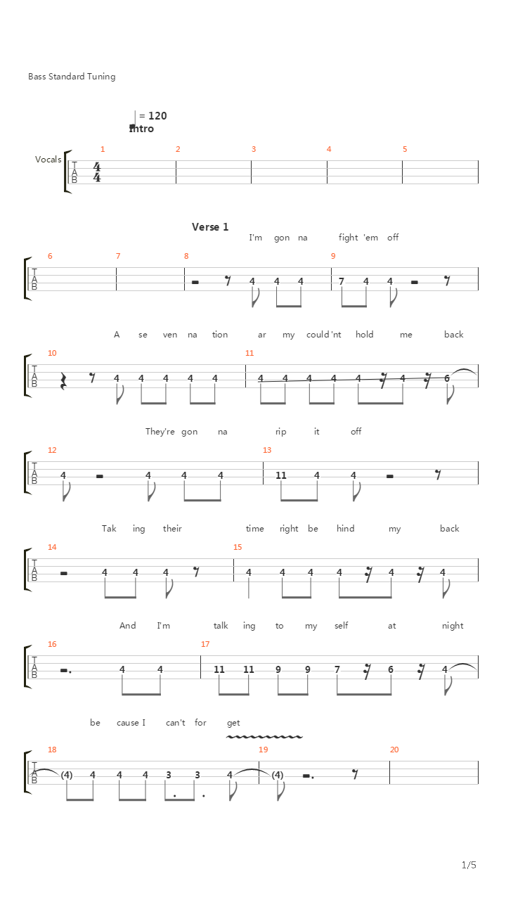 Seven Nation Army吉他谱