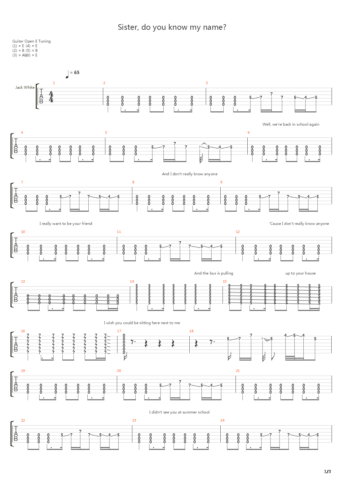Sister Do You Know My Name吉他谱