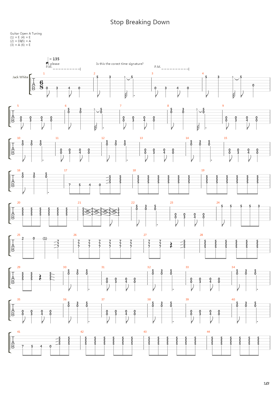 Stop Breaking Down吉他谱