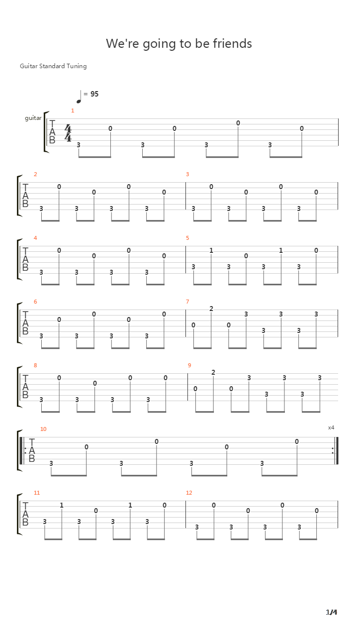 We Are Going To Be Friends吉他谱