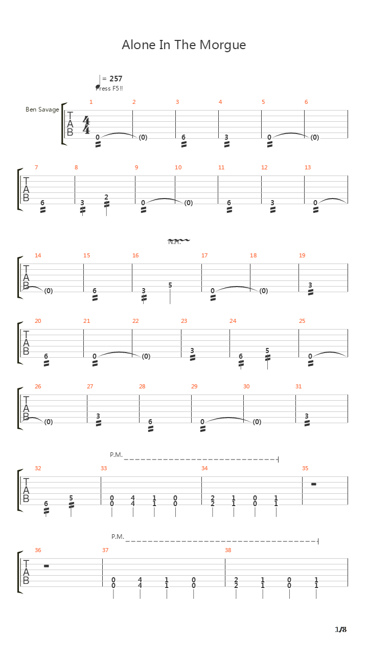 Alone In The Morgue吉他谱