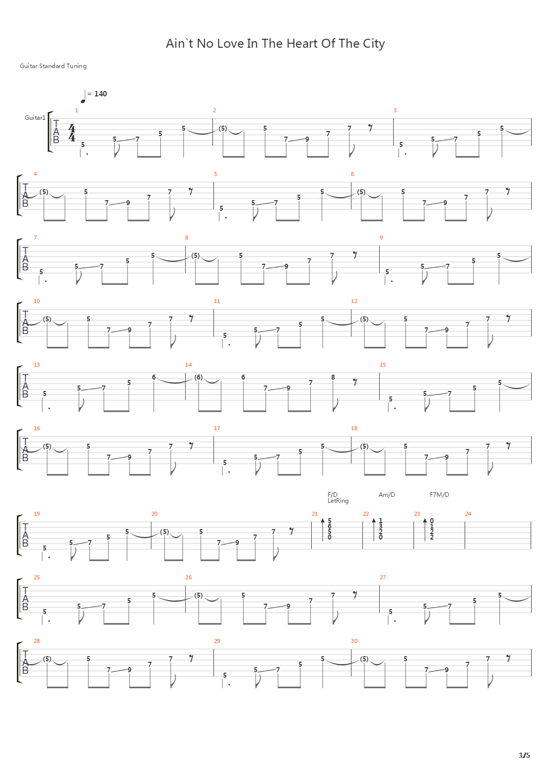 Aint No Love In The Heart Of The City吉他谱