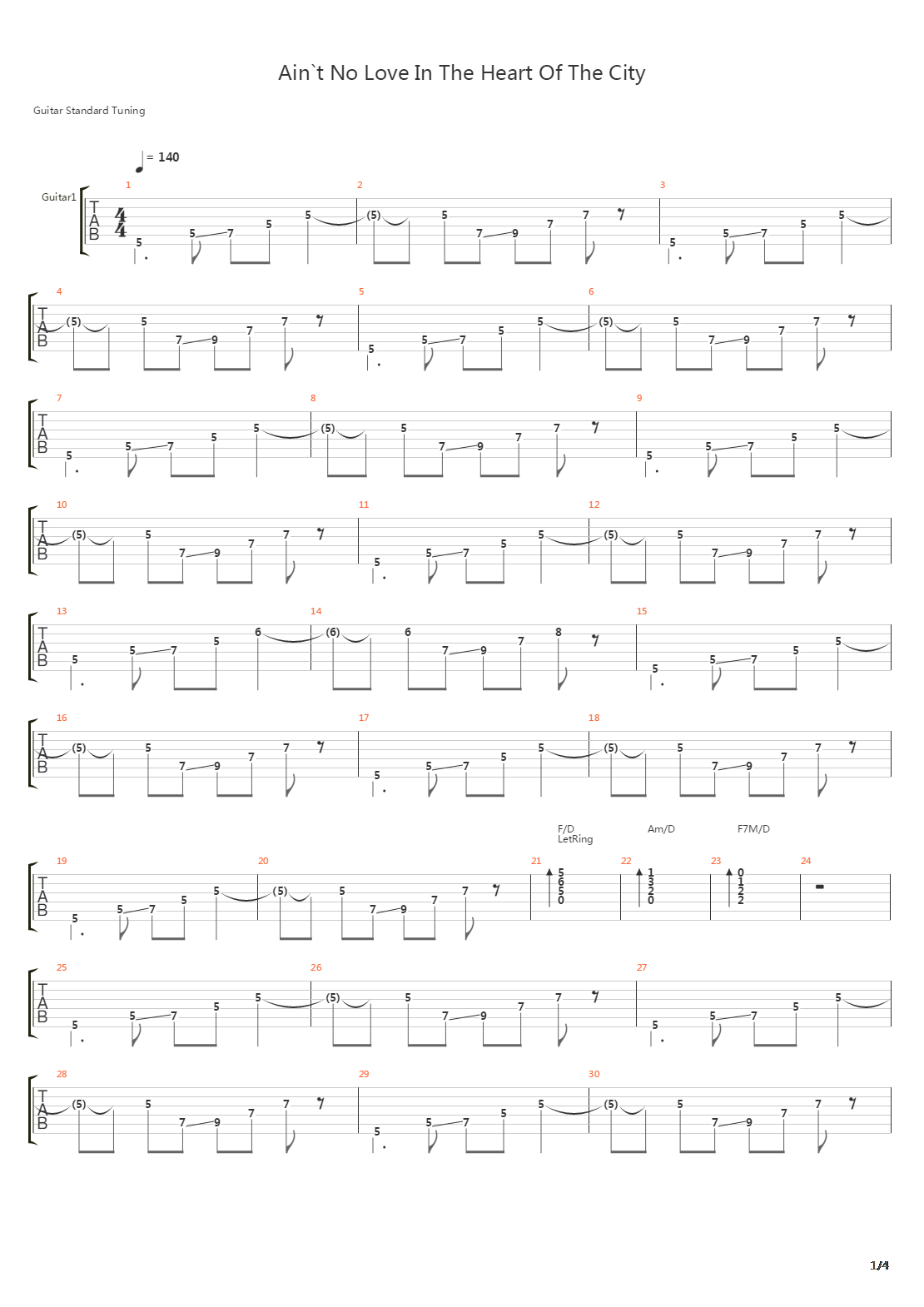 Aint No Love In The Heart Of The City吉他谱