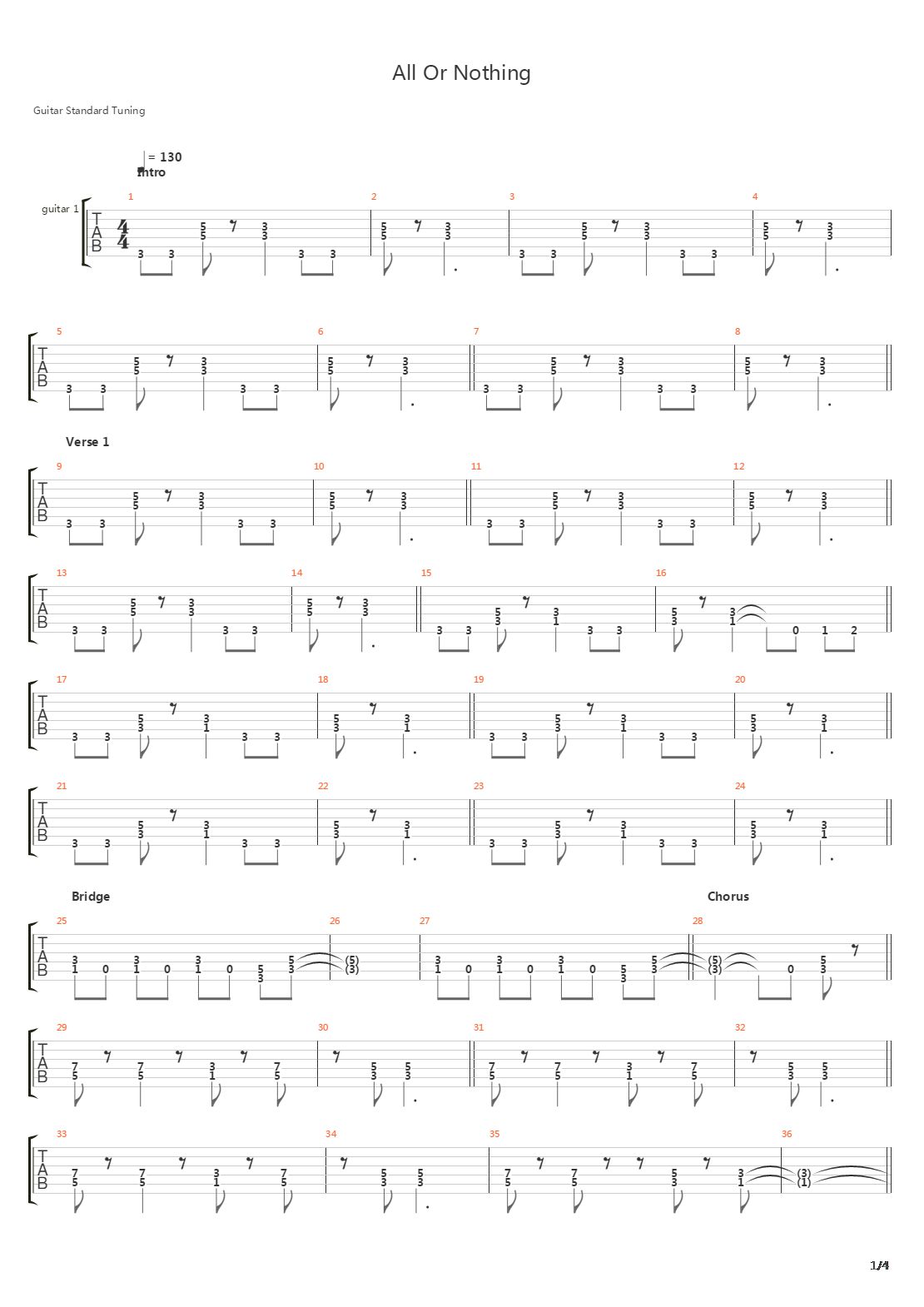 All Or Nothing吉他谱