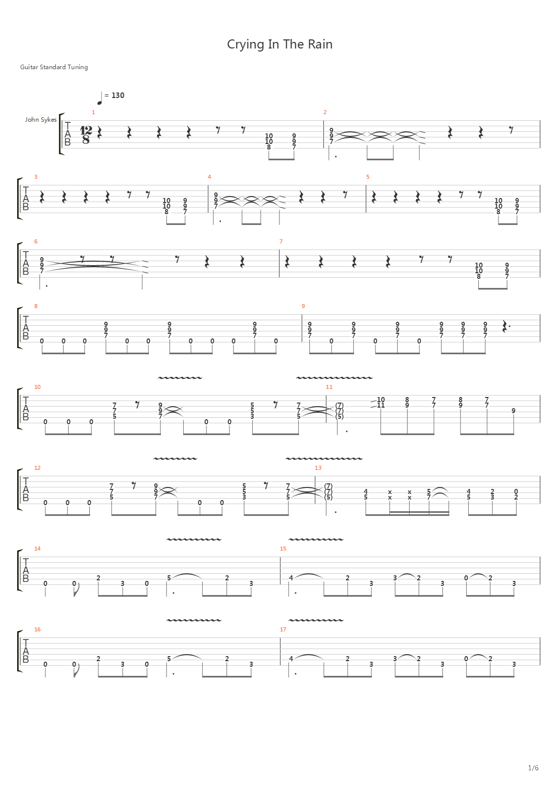 Crying In The Rain吉他谱