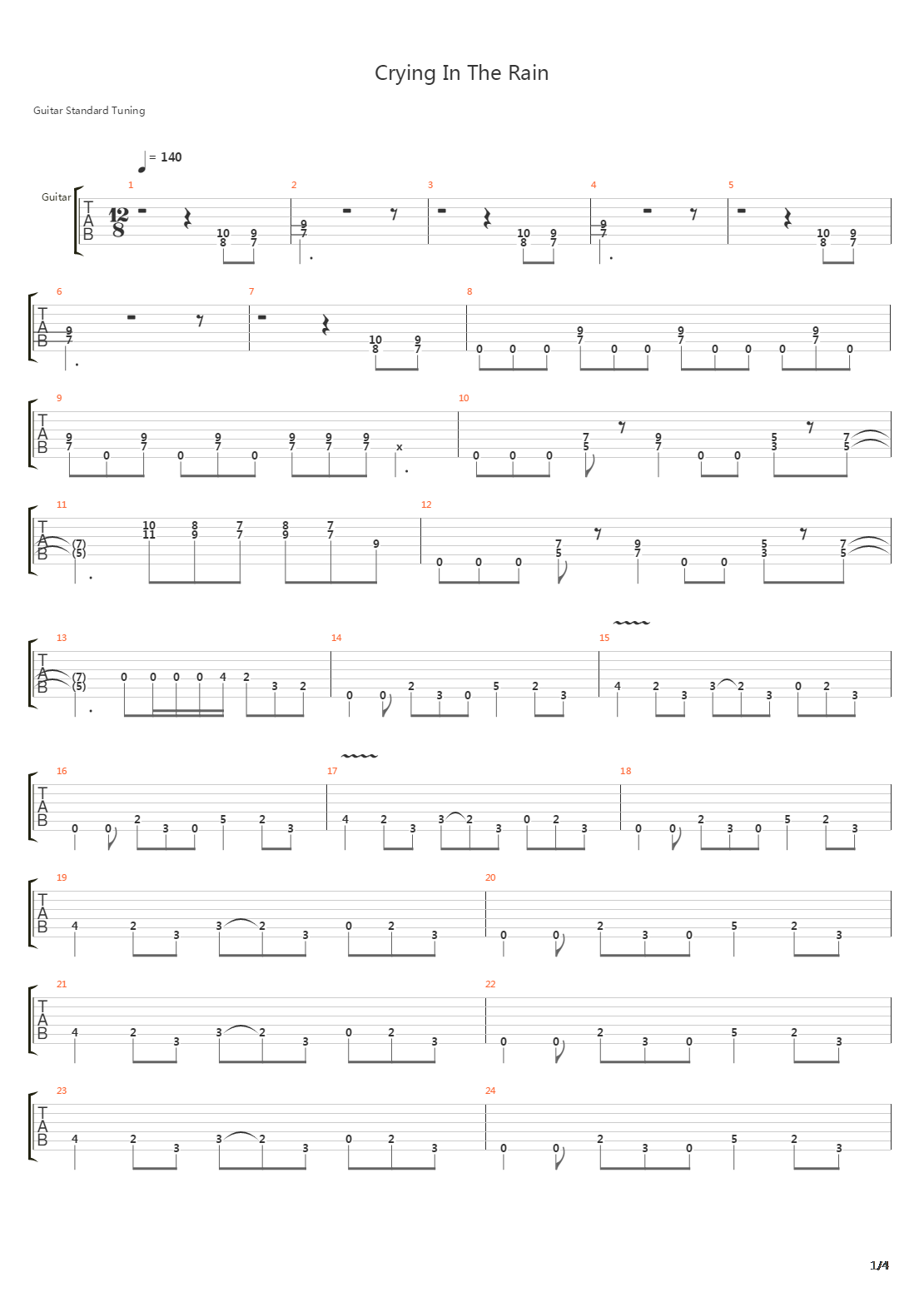 Crying In The Rain吉他谱