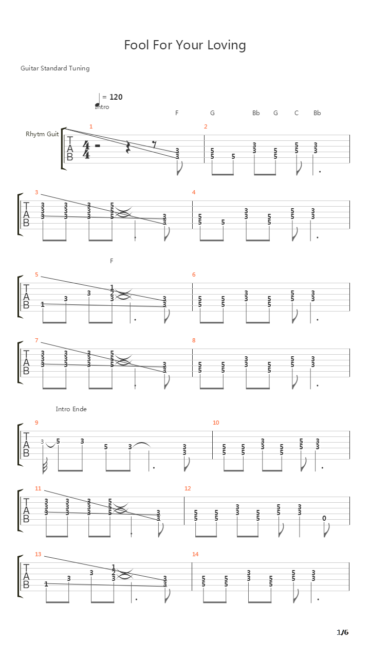 Fool For Your Loving吉他谱