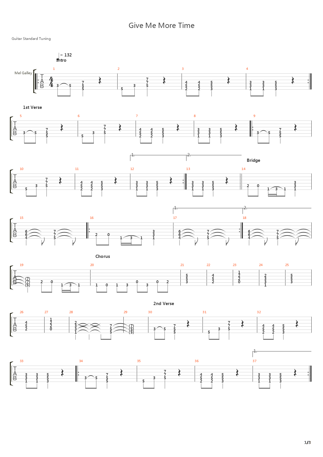 Give Me More Time吉他谱