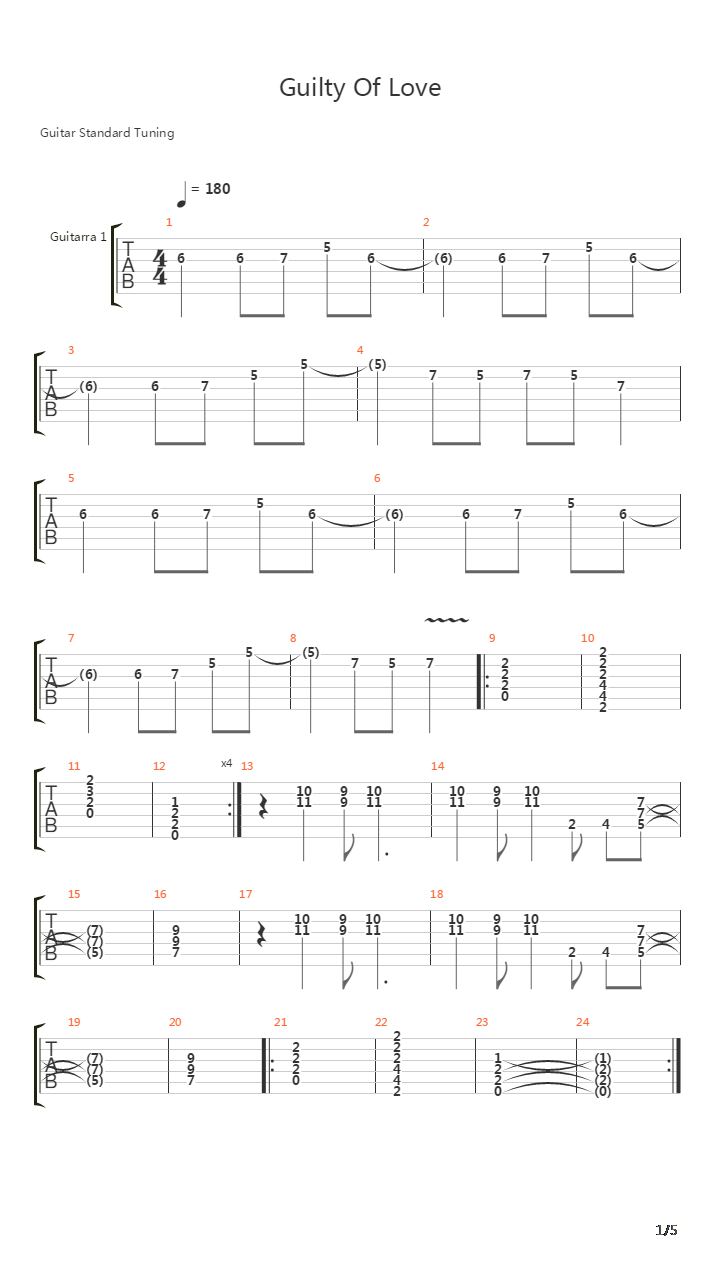Guilty Of Love吉他谱