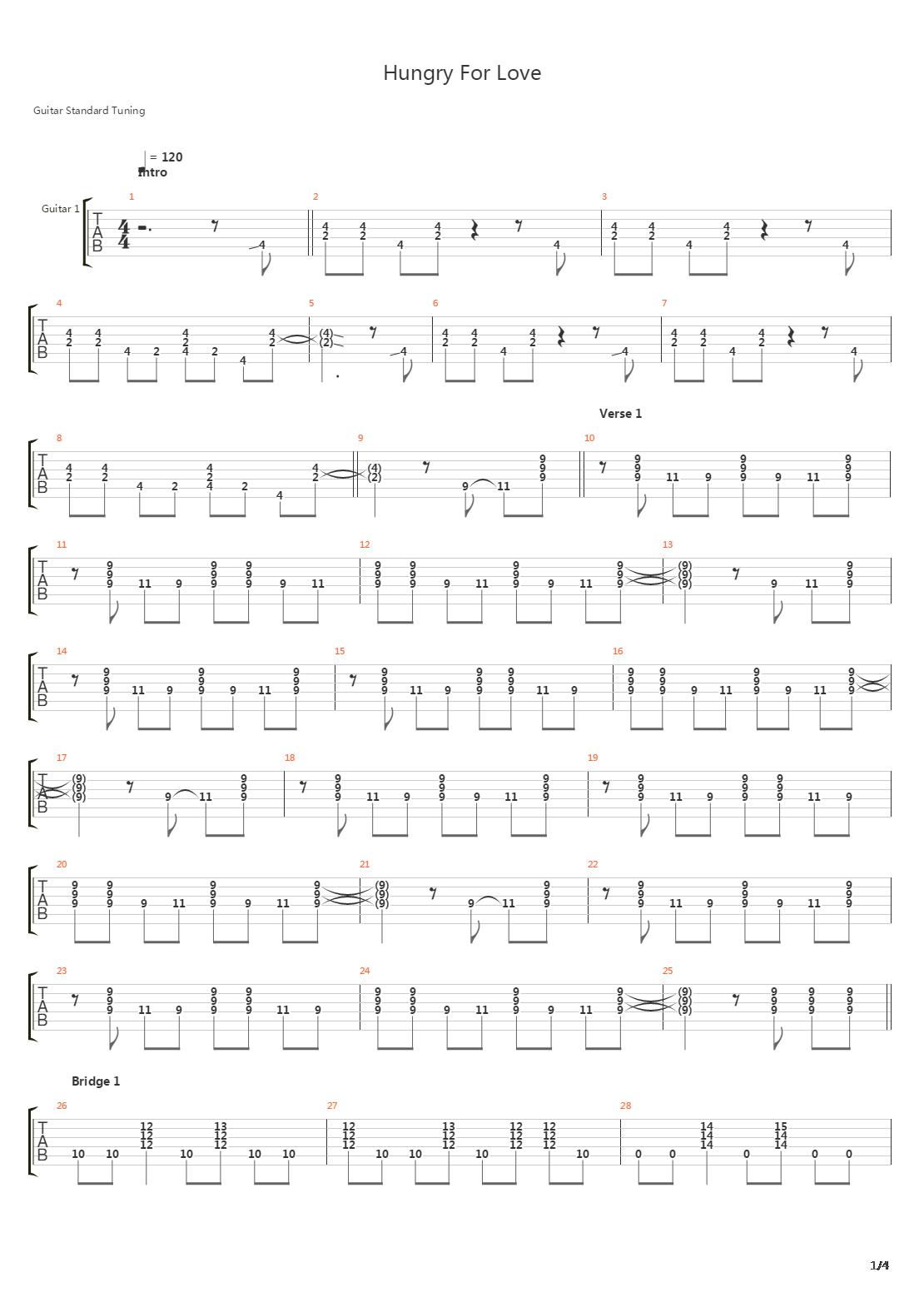 Hungry For Love吉他谱