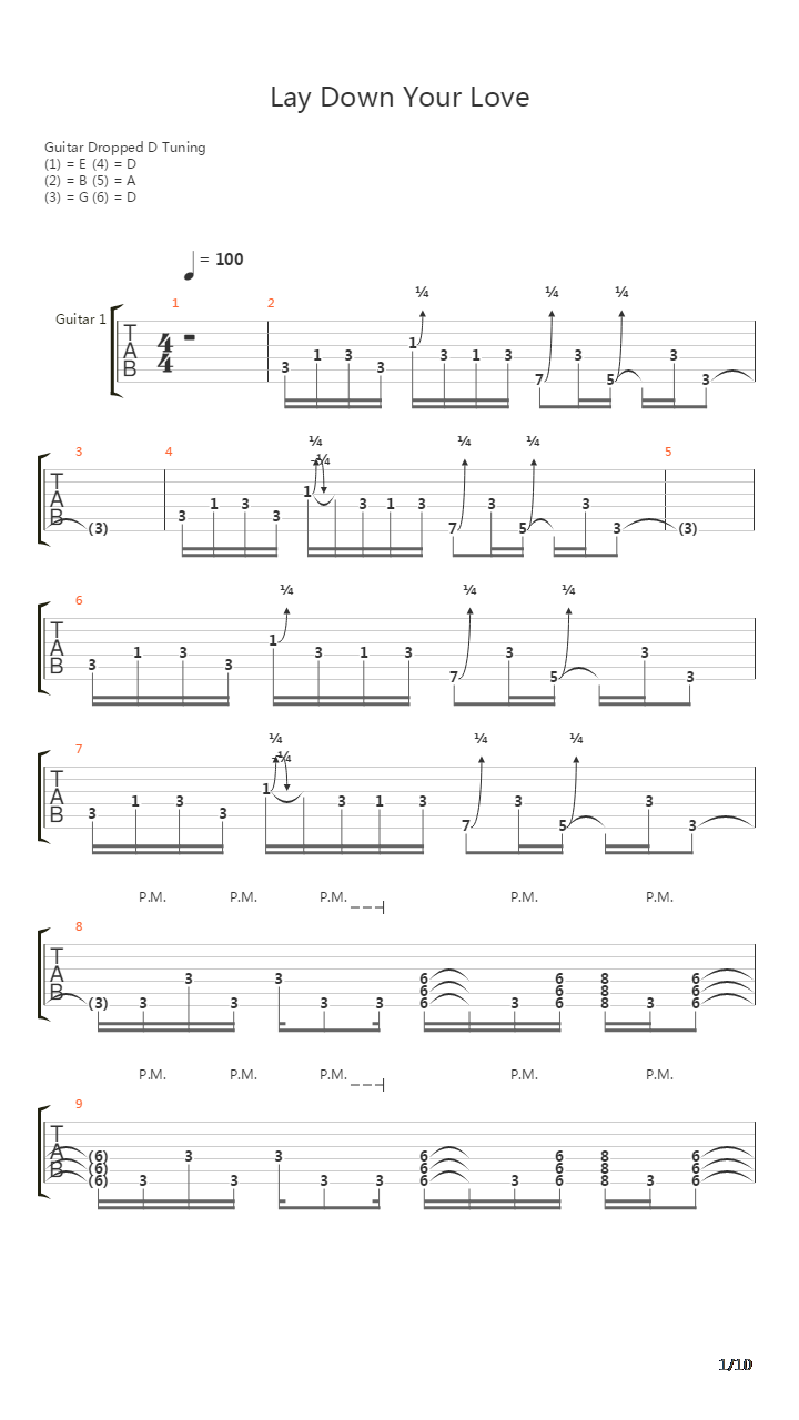 Lay Down Your Love吉他谱