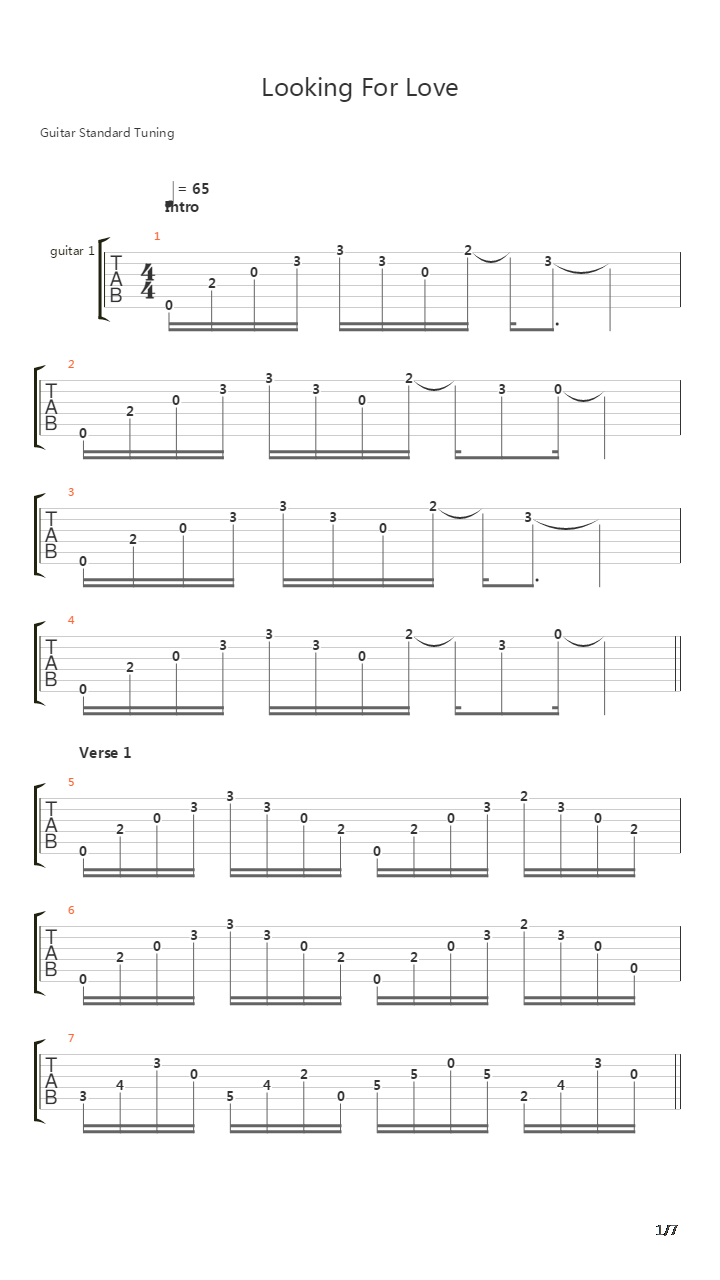Looking For Love吉他谱