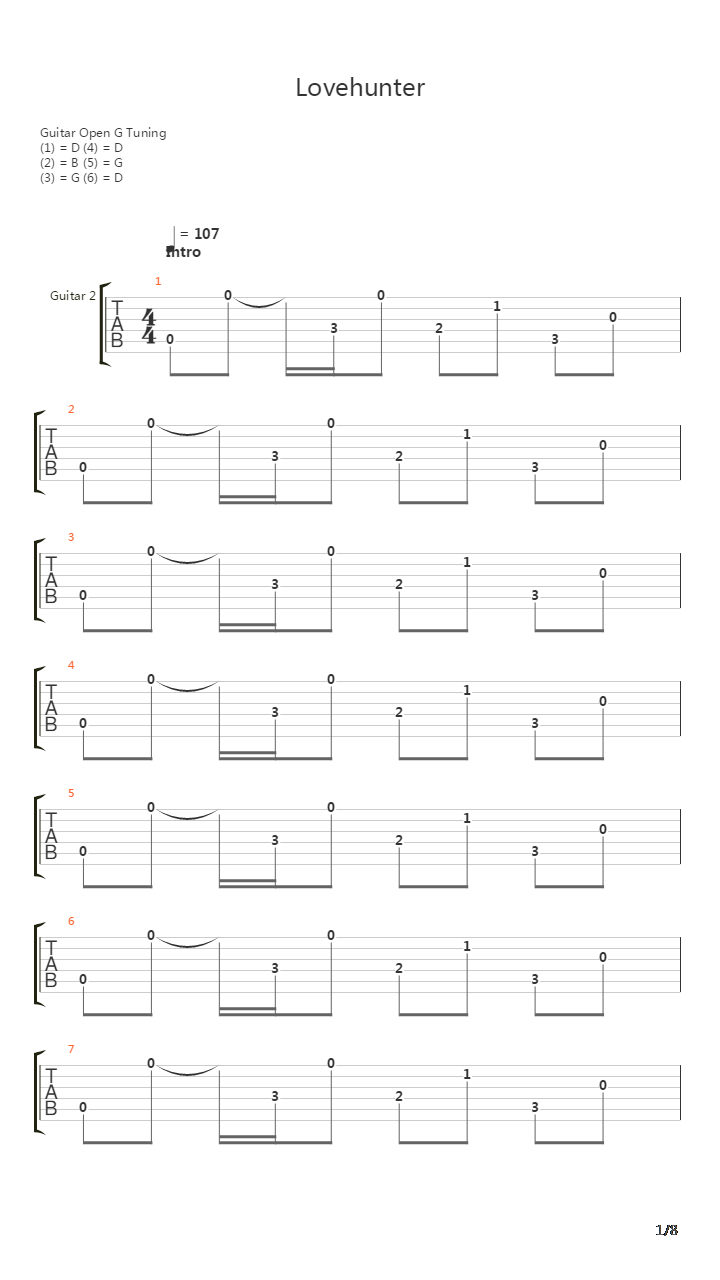 Lovehunter吉他谱