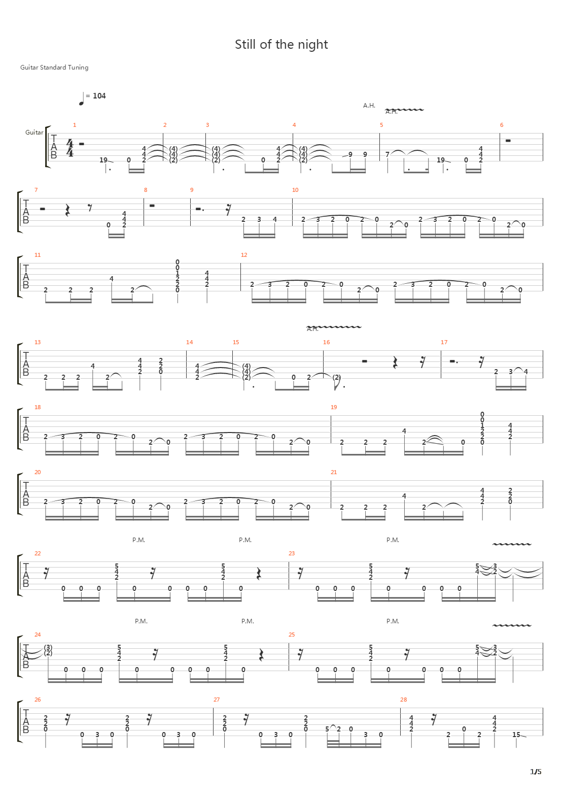 Still Of The Night吉他谱