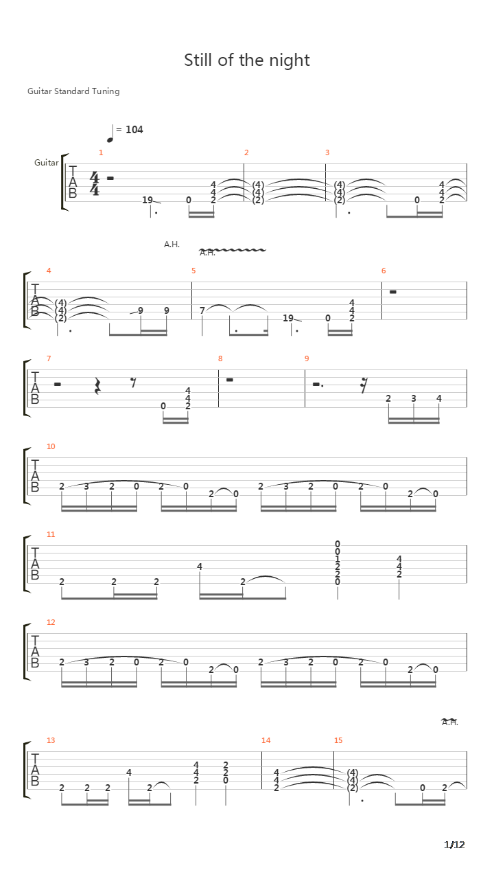 Still Of The Night吉他谱