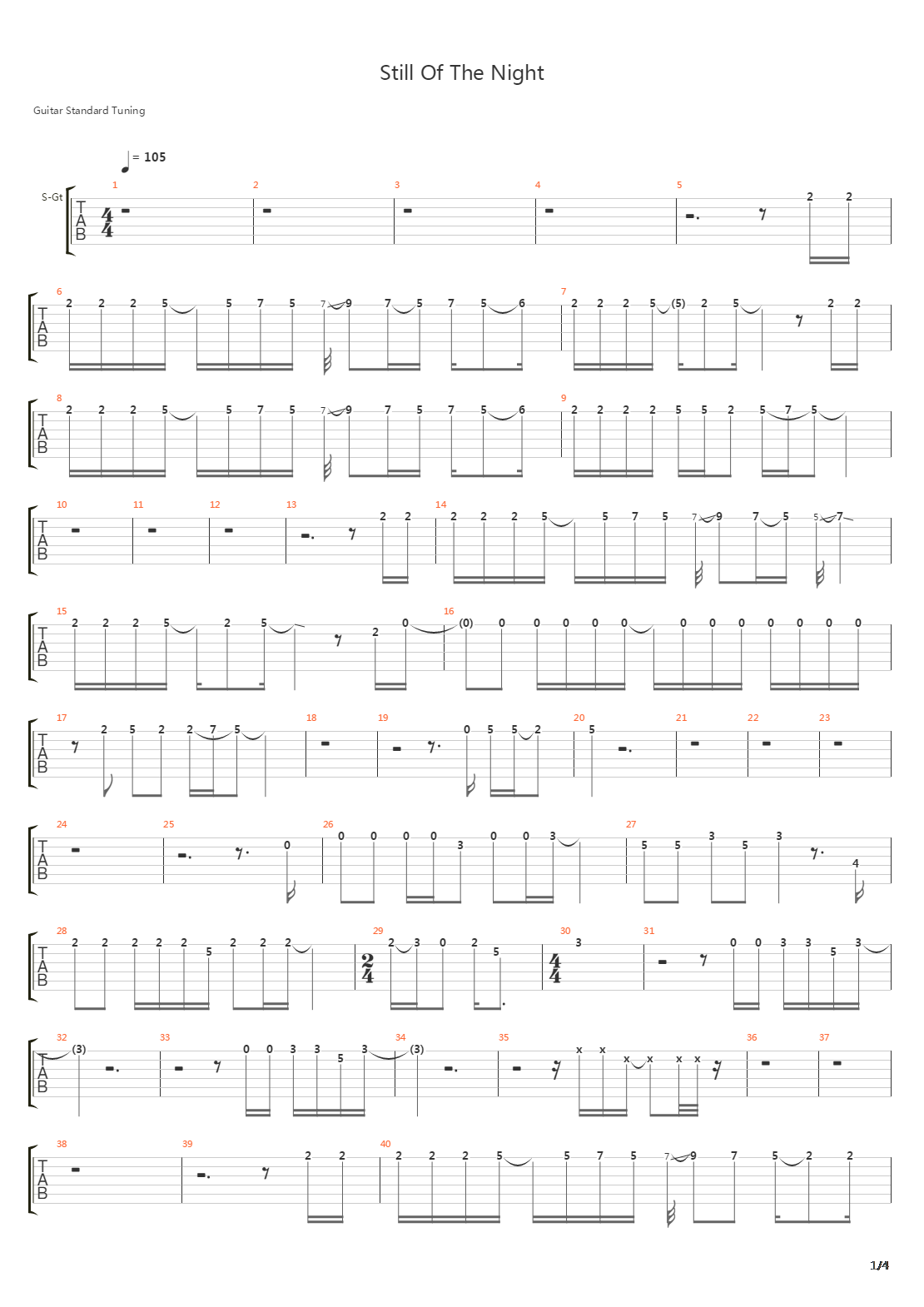Still Of The Night吉他谱
