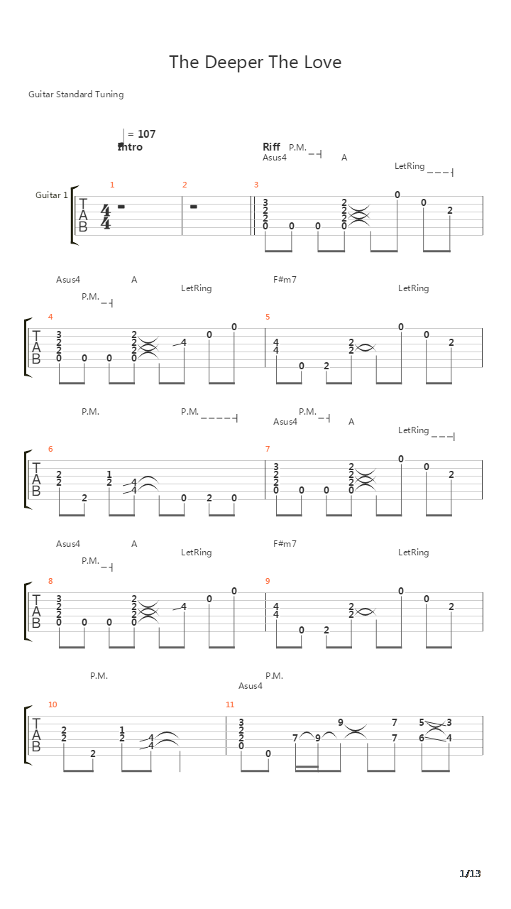 The Deeper The Love吉他谱
