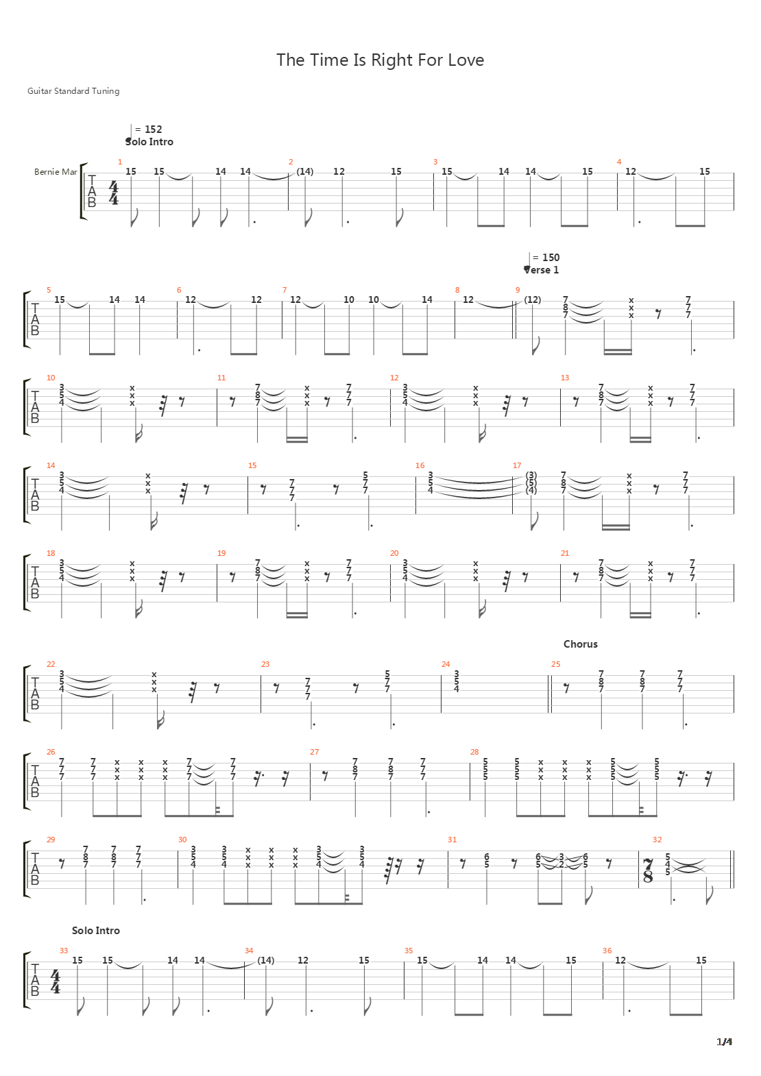 The Time Is Right For Love吉他谱
