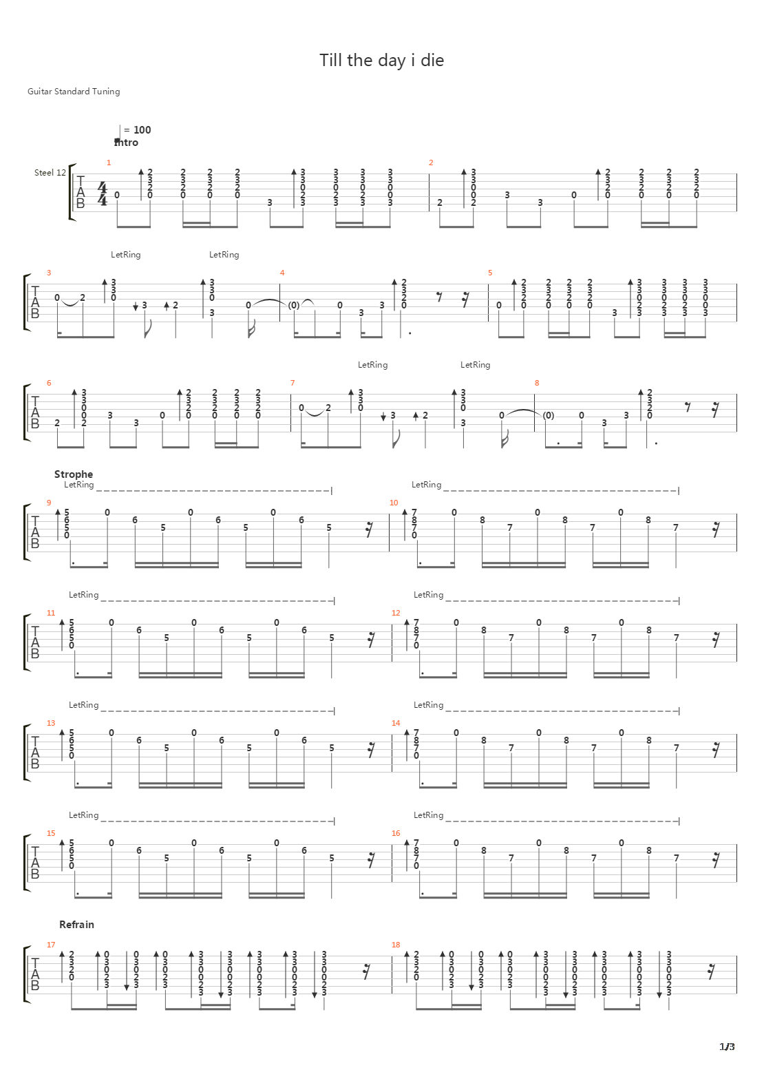 Till The Day I Die吉他谱