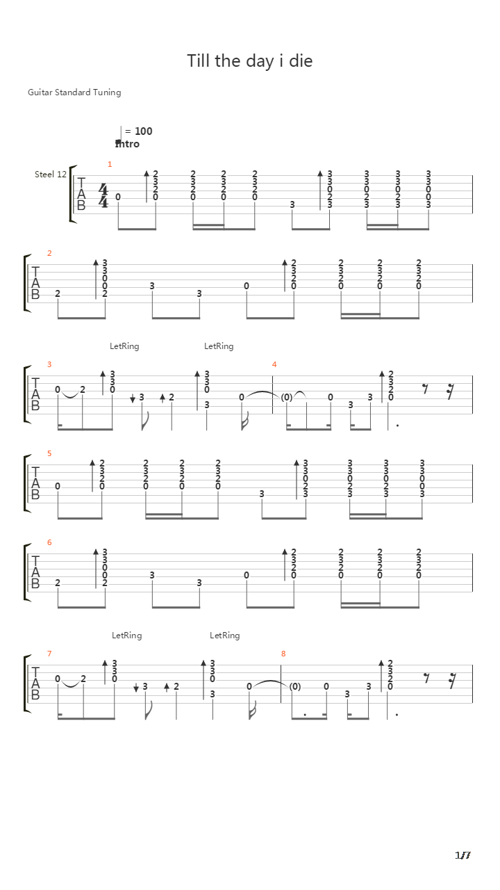 Till The Day I Die吉他谱