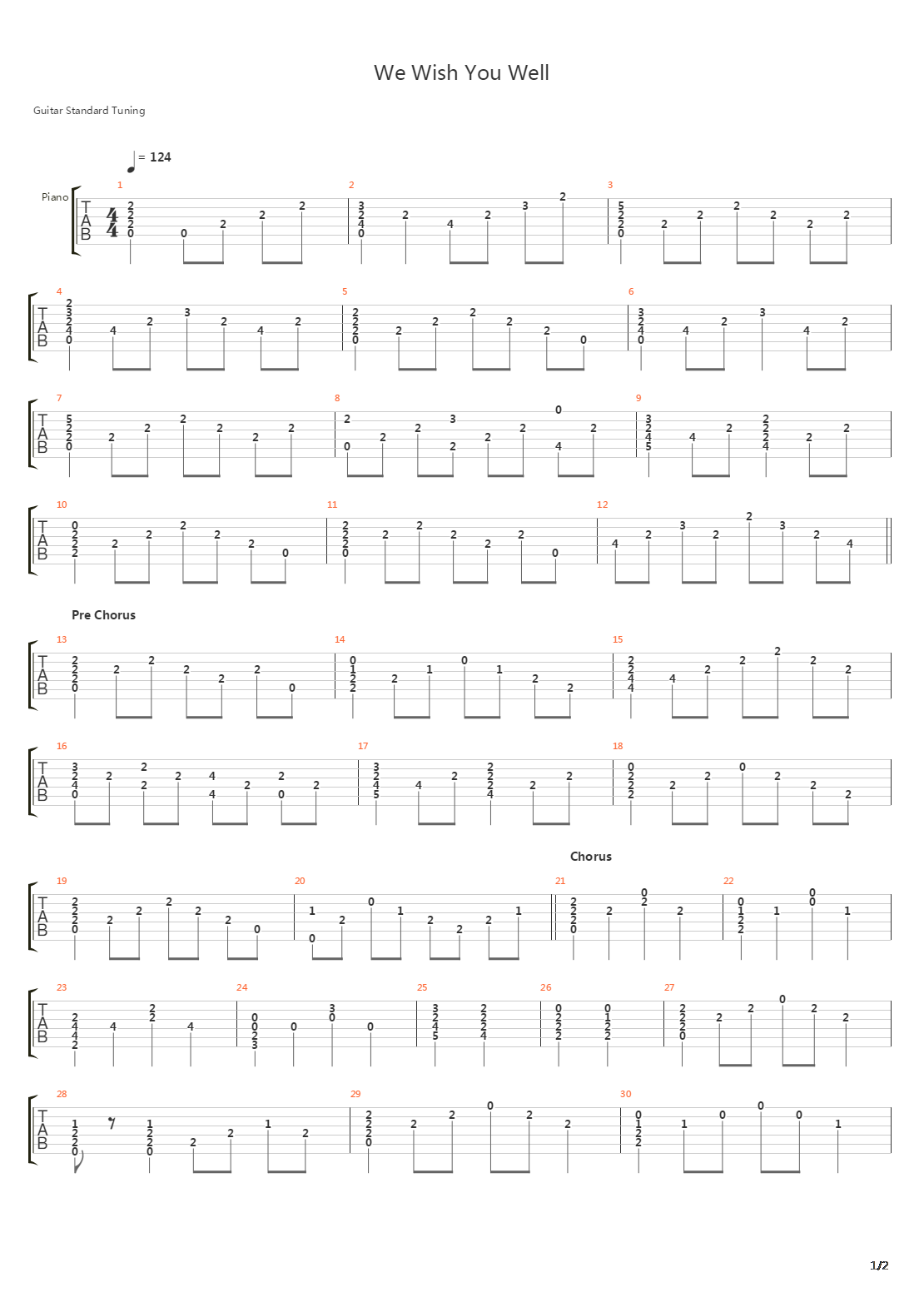 We Wish You Well吉他谱