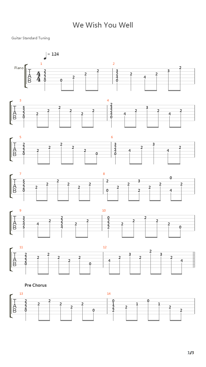 We Wish You Well吉他谱