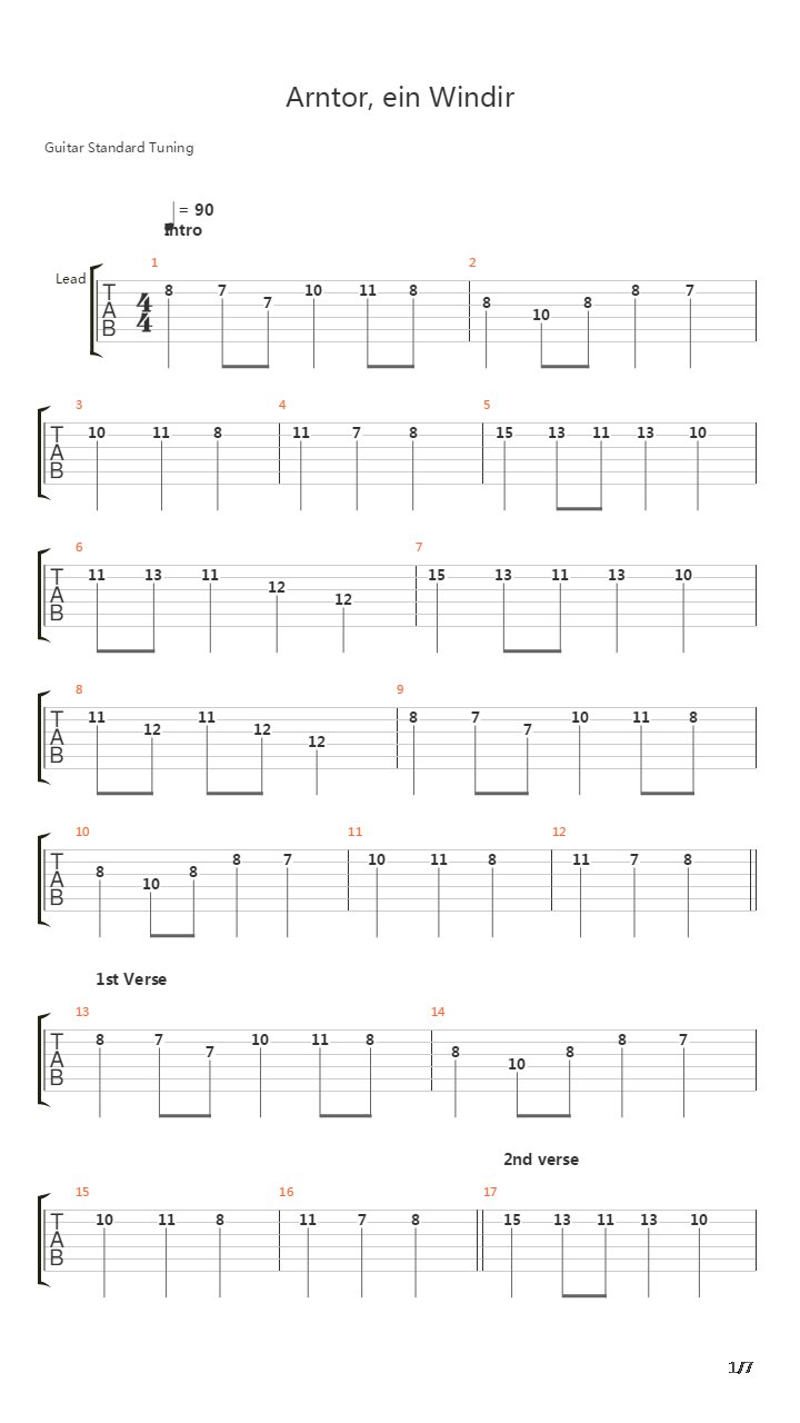 Arntor Ein Windir吉他谱