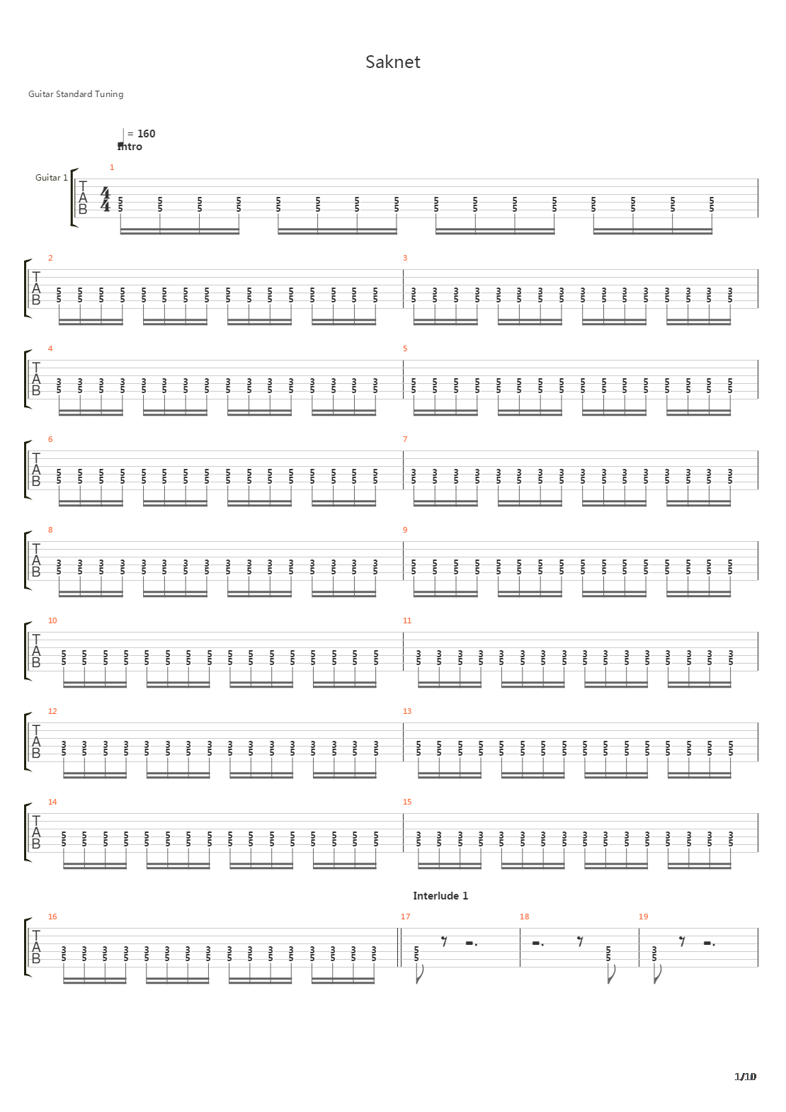 Saknet吉他谱