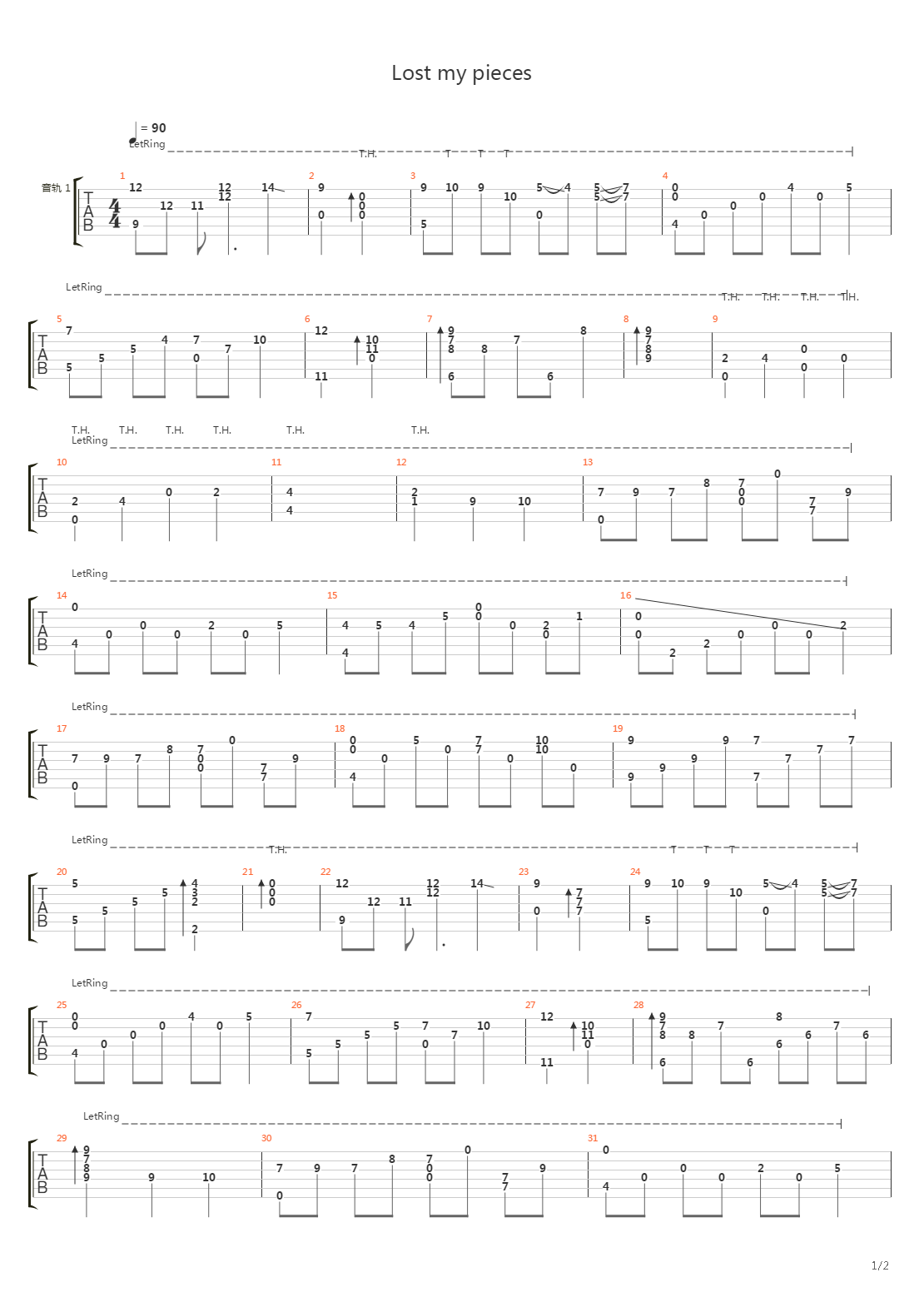 Toradora(龙与虎) - Lost My Pieces吉他谱