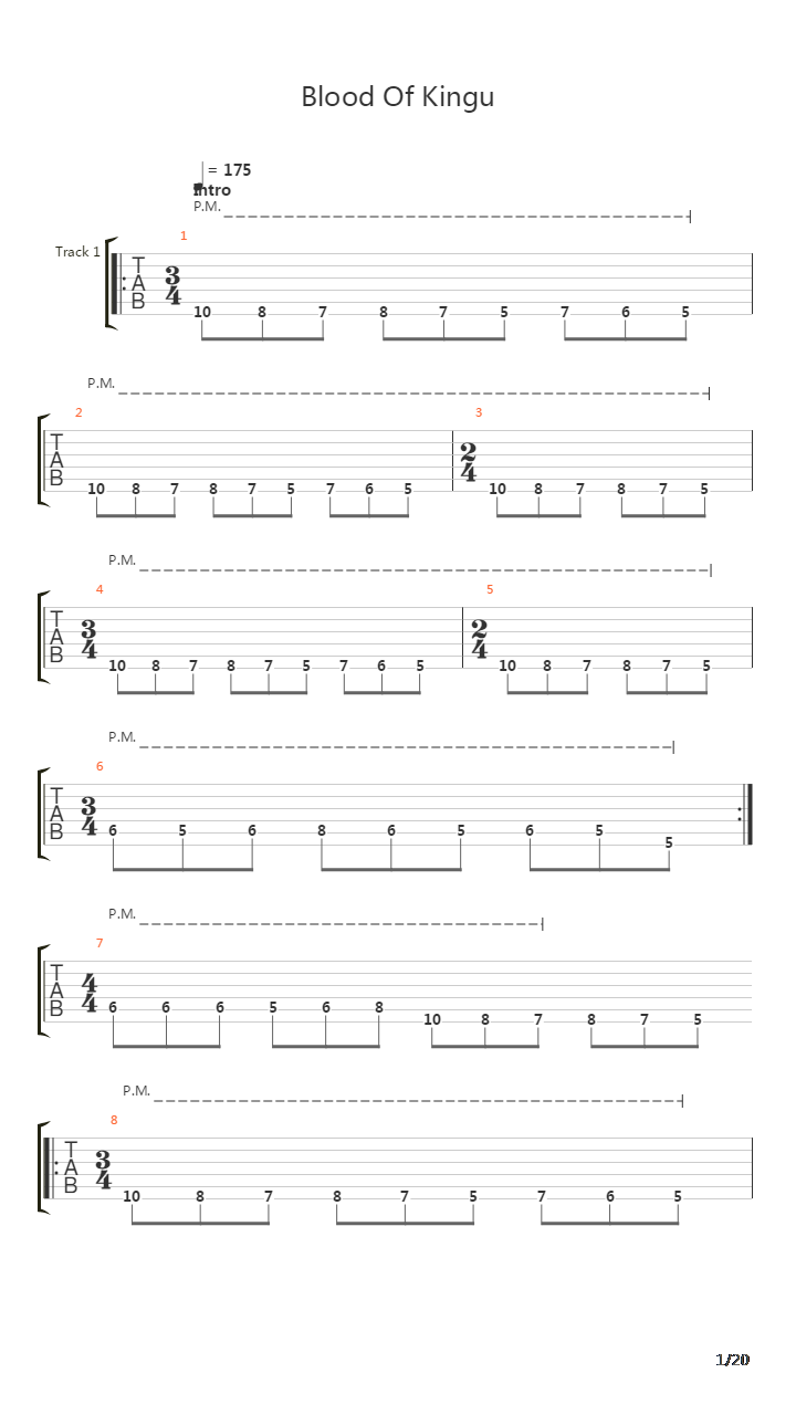 Blood Of Kingu吉他谱