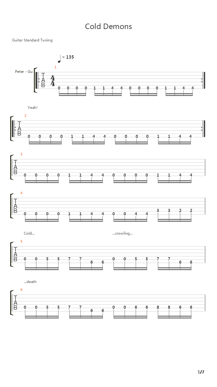 Cold Demons吉他谱