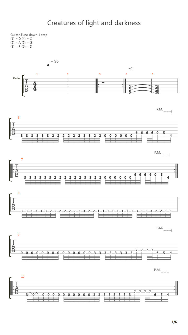 Creatures Of Light And Darkness吉他谱