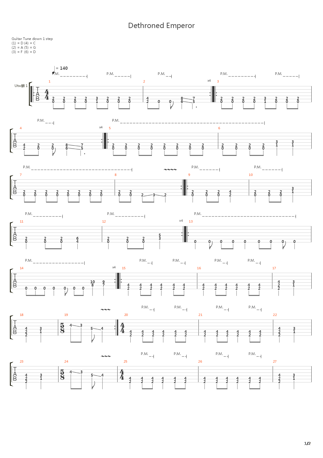 Dethroned Emperor吉他谱