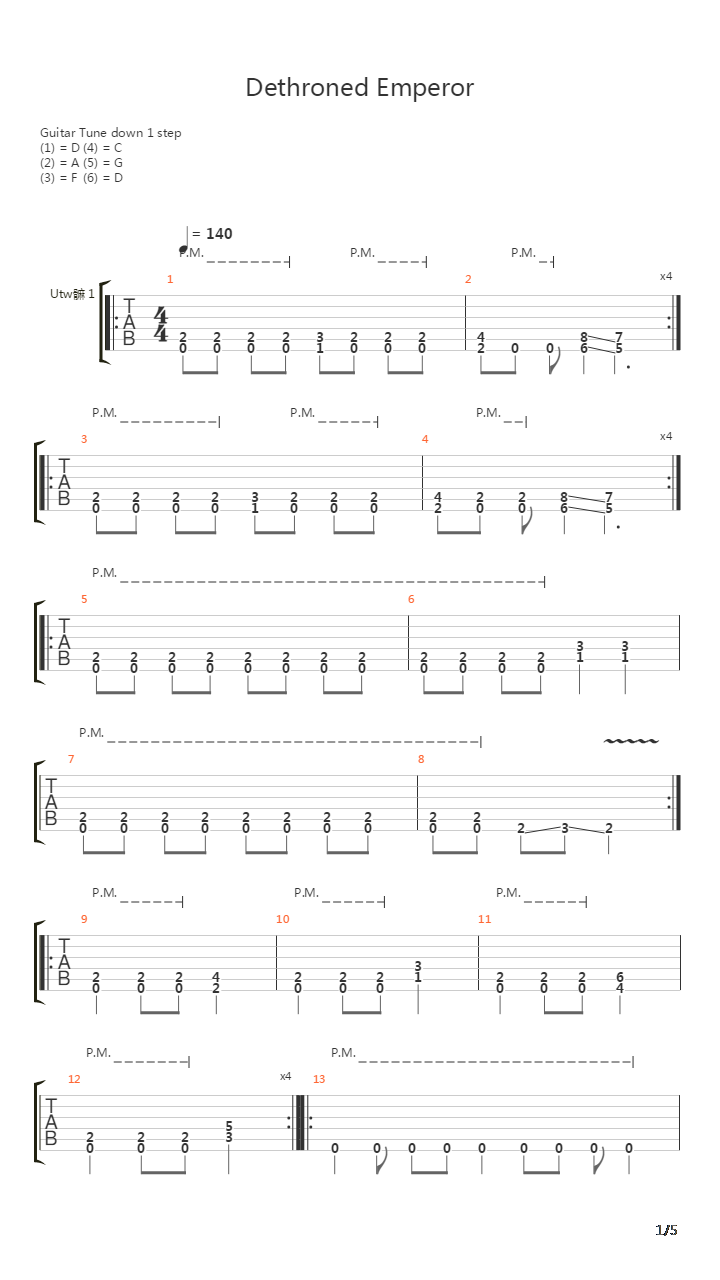 Dethroned Emperor吉他谱