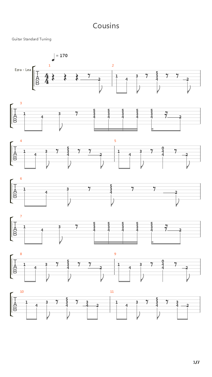 Cousins吉他谱