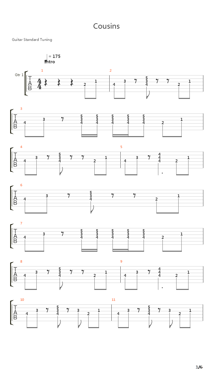 Cousins吉他谱