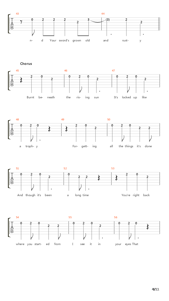 Giving Up The Gun吉他谱