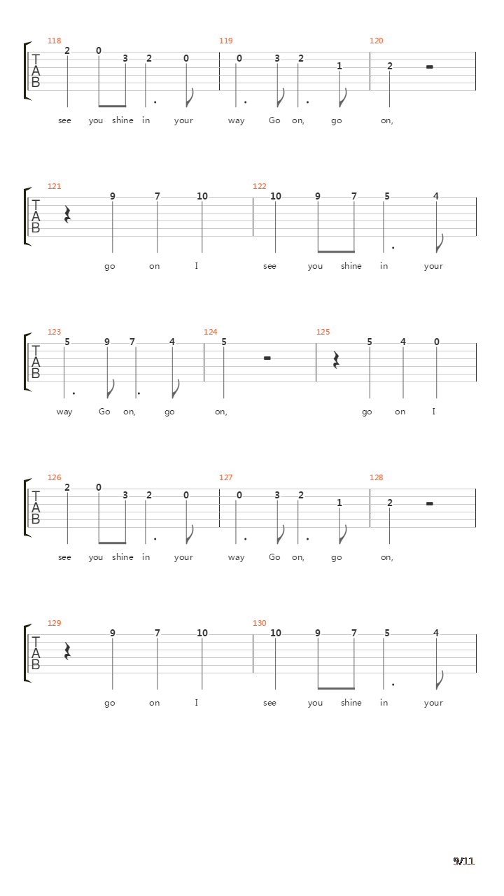 Giving Up The Gun吉他谱