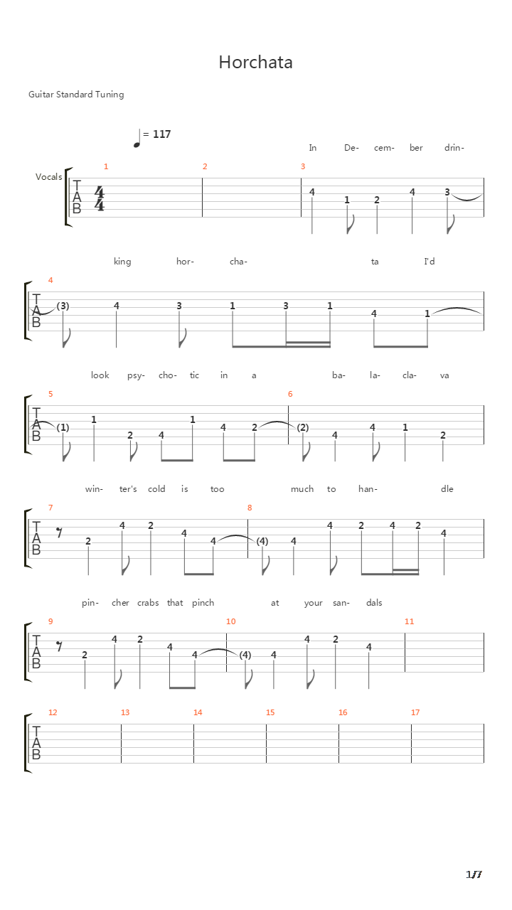 Horchata吉他谱