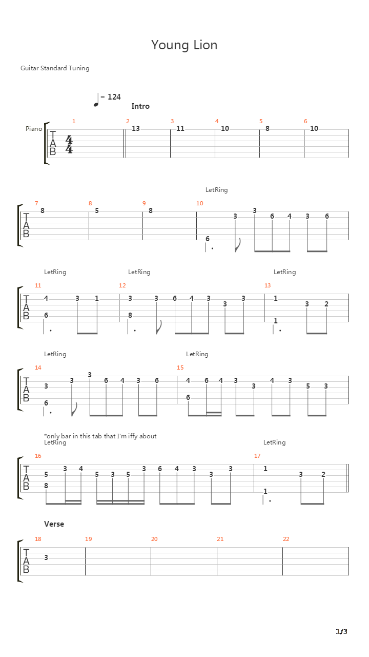 Young Lion吉他谱