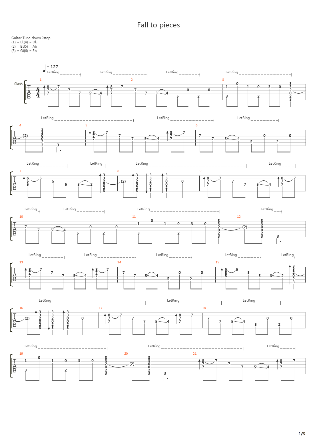 Fall To Pieces吉他谱